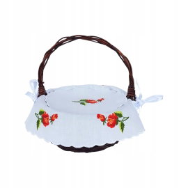 SERWETKA DO KOSZYCZKA WIELKANOCNEGO NA ŚWIĘCONKĘ FOLK - HAFT ŁOWICKI - RÓŻA