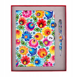 FOLK ZESTAW PIŚMIENNICZY W PUDEŁKU - ŁOWICKI BIAŁY