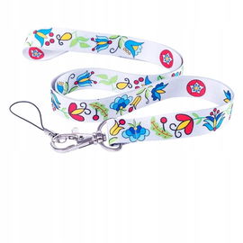 Folkowa smycz do telefonu/kluczy - kaszubska biała