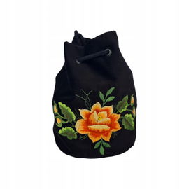 FOLKOWA TOREBKA WOREK - HAFT ŁOWICKI - POMARAŃCZOWA RÓŻA