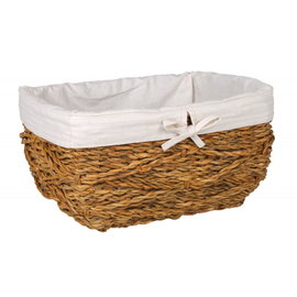 PROSTOKĄTNY KOSZ BOHO Z TRAWY MORSKIEJ Z MATERIAŁEM 29x24x16 cm