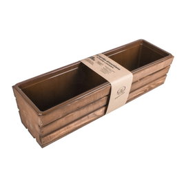 OPALANA DREWNIANA SKRZYNKA NA KWIATY I ZIOŁA Z WKŁADEM 60x18x15 cm