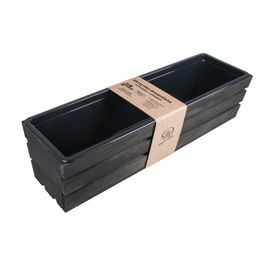 CZARNA DREWNIANA SKRZYNKA NA KWIATY I ZIOŁA Z WKŁADEM 60x18x15 cm