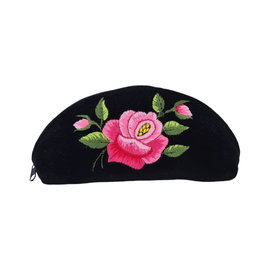 MAŁA KOSMETYCZKA FOLK - HAFT ŁOWICKI - RÓŻOWA RÓŻA HANDMADE