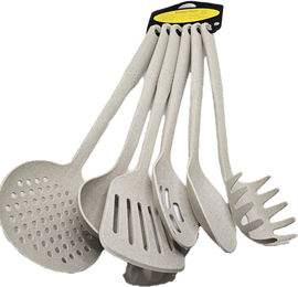 Zestaw przybory kuchenne 6el. chochla, łyżka, łopatka, cedzak 32cm