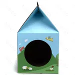 Kartonowy drapak w formie domku do zabawy drapania i spania 30x30x52cm