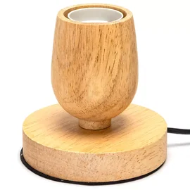 Lampa biurkowa stołowa E27 drewniana kielich na podstawie bez żarówki