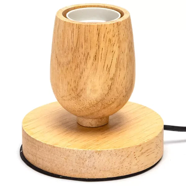 Lampa biurkowa stołowa E27 drewniana kielich na podstawie bez żarówki