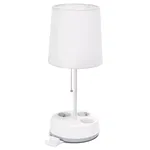 Lampa stołowa biała z listwą zasilającą 3 gniazdka E27 bez żarówki
