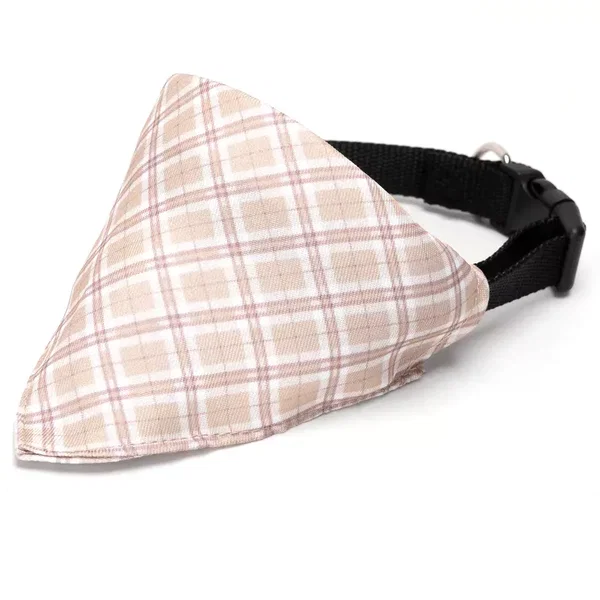 Trójkątny szalik 15x9cm chusta w kratę z obrożą 30cm dla psa lub kota