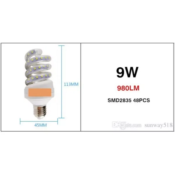 Żarówka LED E27 SPIRALA 9 W CIEPŁA/ZIMNA 980L