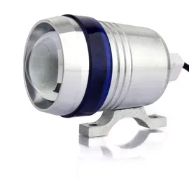 Halogen motocyklowy srebrny U3 z niebieskim ringiem LED CREE