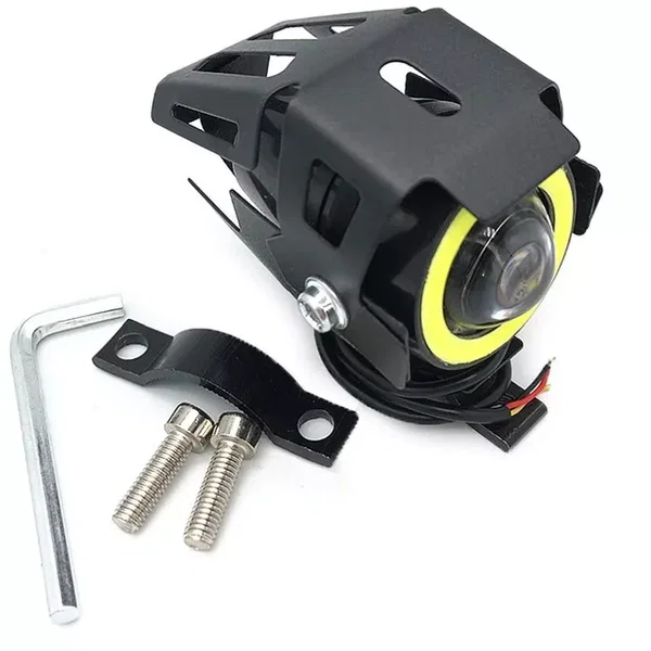 Halogen motocyklowy U7 mini z białym ringiem