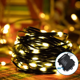 Lampki choinkowe 5mb sznur 50 led na baterie białe ciepłe 8 funkcji