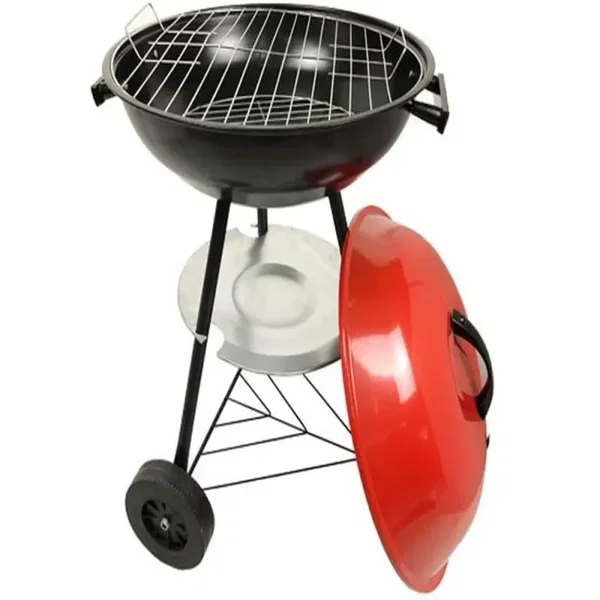 Grill węglowy ogrodowy kółka pokrywa okrągły zamykany przenośny