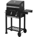 Grill węglowy ogrodowy dwa ruszty termometr pokrywa półka popielnik