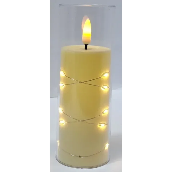 Świeca oplotem 15 doid LED 5.5x15cm w osłonie z efektem płomienia 2xAA