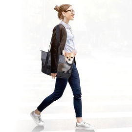 Siatkowa czarna torba dla zwierząt do noszenia na ramieniu 45*22*26cm