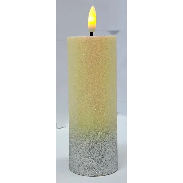 Świeca z brokatem LED 5x13.5cm do lampionu z efektem płomienia 2xAA