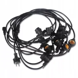 Girlanda sieciowa ogrodowa sznur z oprawkami E27 na 230V Girlanda 15m 15xE27