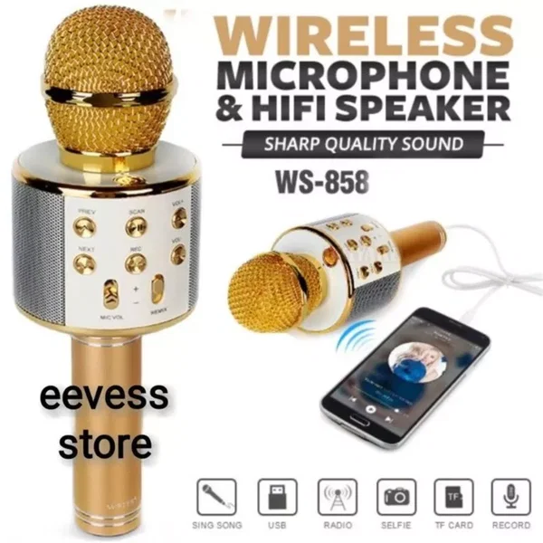 Bezprzewodowy mikrofon karaoke WS858 Srebrny
