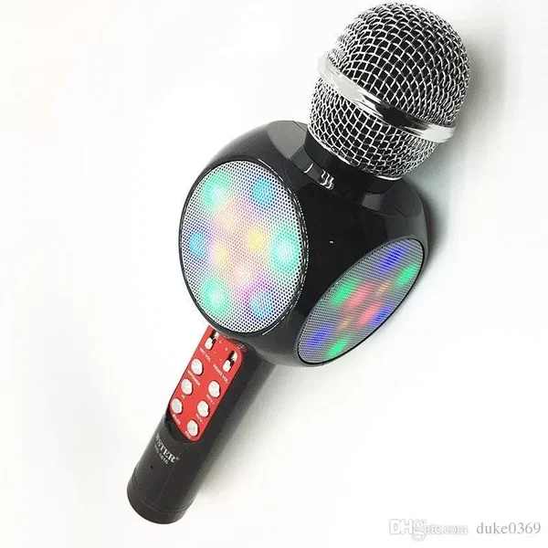 Bezprzewodowy mikrofon karaoke WS1816 3 kolory LED Biały