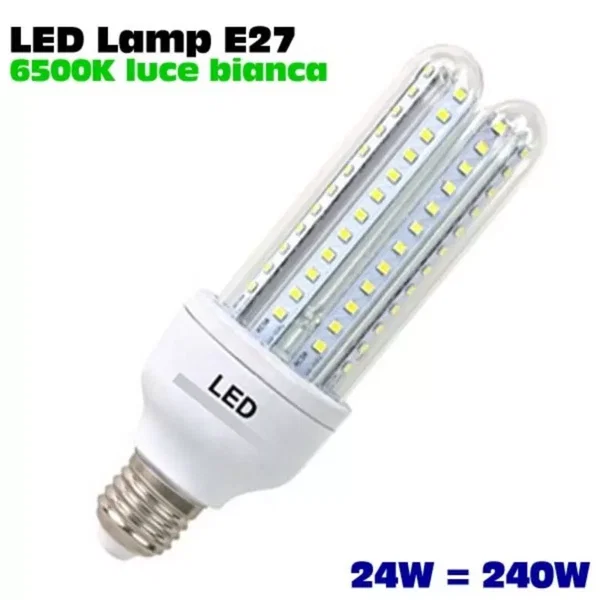 Żarówka diodowa E27 CORN LED 24W CIEPŁA/ZIMNA Zimna (ok 6000k)