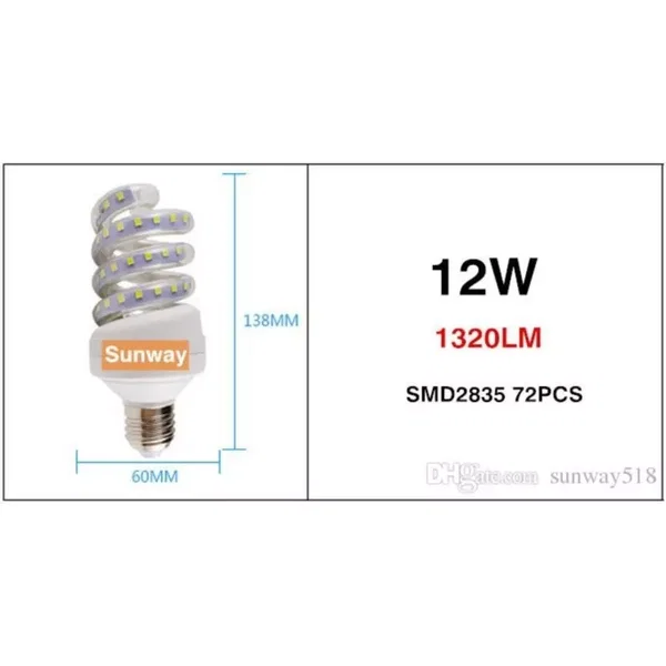 Żarówka LED E27 SPIRALA 12 W CIEPŁA/ZIMNA 1320 LM Biała ciepła (ok 3000k)