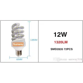 Żarówka LED E27 SPIRALA 12 W CIEPŁA/ZIMNA 1320 LM Zimna (ok 6000k)
