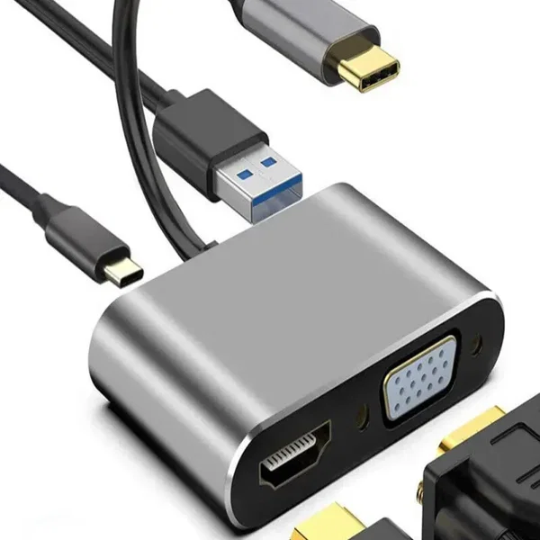 Adapter przejściówka z usb-c do hdmi 4k vga hub usb 3.0 usb-c z PD