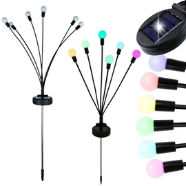Solarne kuleczki 2 sztuki po 6 lampek led rgb długie lampki wbijane