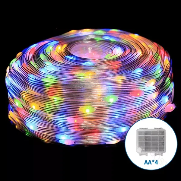 Sznurek świetlny 5mb multikolor 50 led RGB na baterie z pilotem 32 key