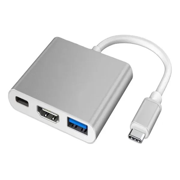Przejściówka adapter 3w1 hub usb-c do połączenia z usb 3.0 na hdmi 4k