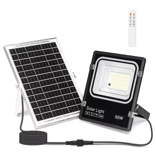 Naświetlacz solarny LED 50W CCT zestaw halogen pilot kabel 5m i panel