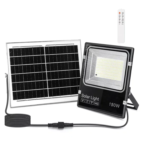 Naświetlacz solarny LED 150W CCT zestaw halogen pilot kabel 5m i panel