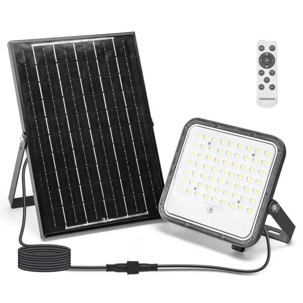 Halogen solarny LED 100W CCT zestaw lampa pilot panel i kabel 2m