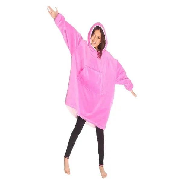 Ciepła bluza koc oversize xxl 2w1 gruba otulina różowy futrzak