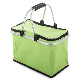 Kosz piknikowy zielony składany termiczny turystyczny koszyk na zakupy