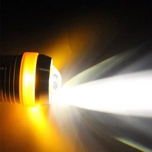 2 x Halogen motocyklowy U3 z pomarańczowym ringiem LED + włącznik