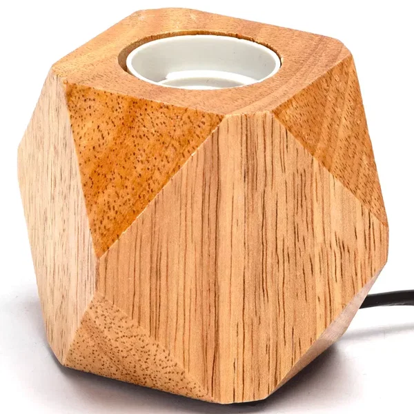 Lampa biurkowa E27 drewniana wielokątna żarówka E27 nie jest dołączona