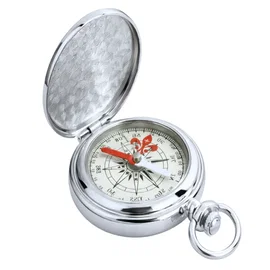 Kompas kieszonkowy turystyczny klasyczna busola metalowy srebrny