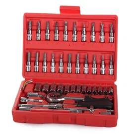 Zestaw narzędzi klucze nasadowe torx imbusy z grzechotką 46 elementów