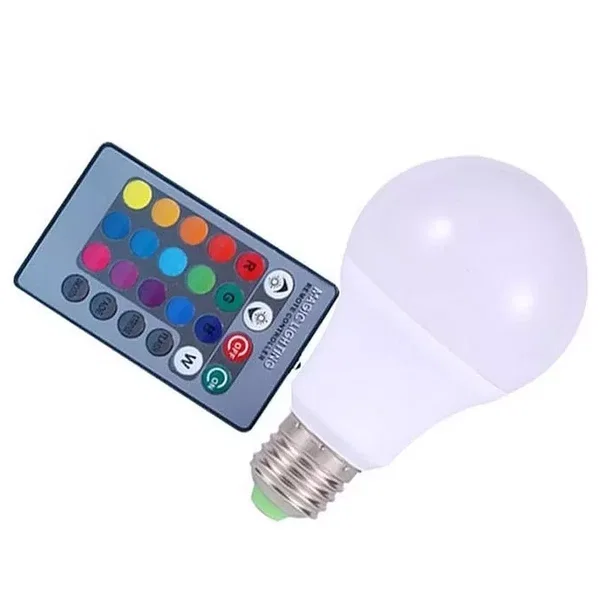 Wielobarwna żarówka diodowa LED RGBW 12w/230v E27 16 kolorów + pilot
