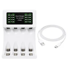Ładowarka do akumulatorków paluszków AA AAA usb c lcd szybkie ładowanie