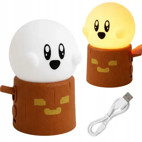 Lampka nocna duszek led usb-c pieniek drzewa świeczka 2 tryby rgb