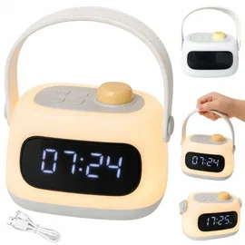 Lampka nocna led zegar cyfrowy budzik timer akumulatorowa regulacja