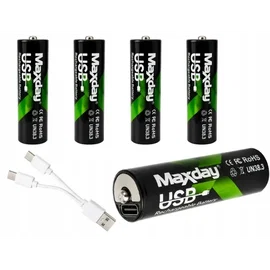 Akumulatorki baterie paluszki AA li-ion 1,5v 2200mwh 4 szt ładowane usb-c