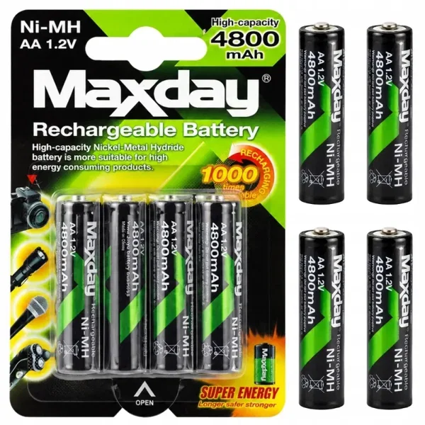 Akumulatorek aa r6 1.2v 4800 mah 4 sztuki ni-mh akumulatorki paluszki 4szt.