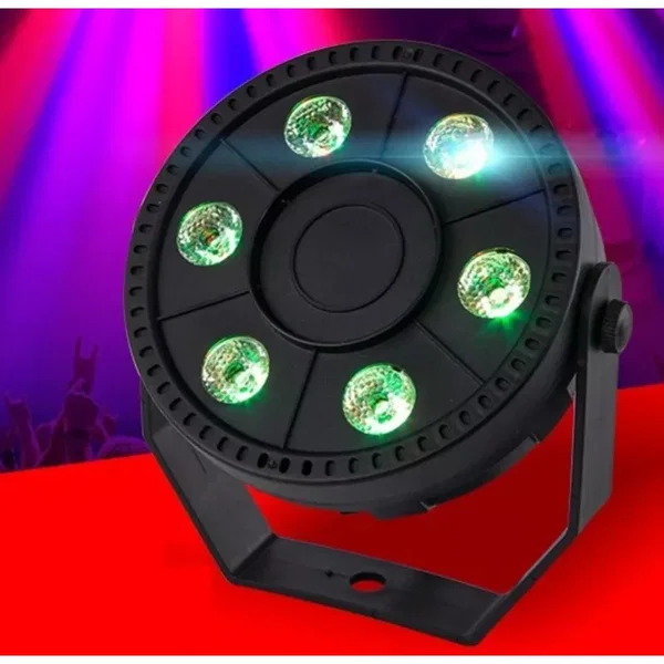 Stroboskop mini reflektor disco 6x1W LED RGB sound-activated / AUTO