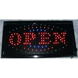 Tablica led z napisem open 24, open i inne